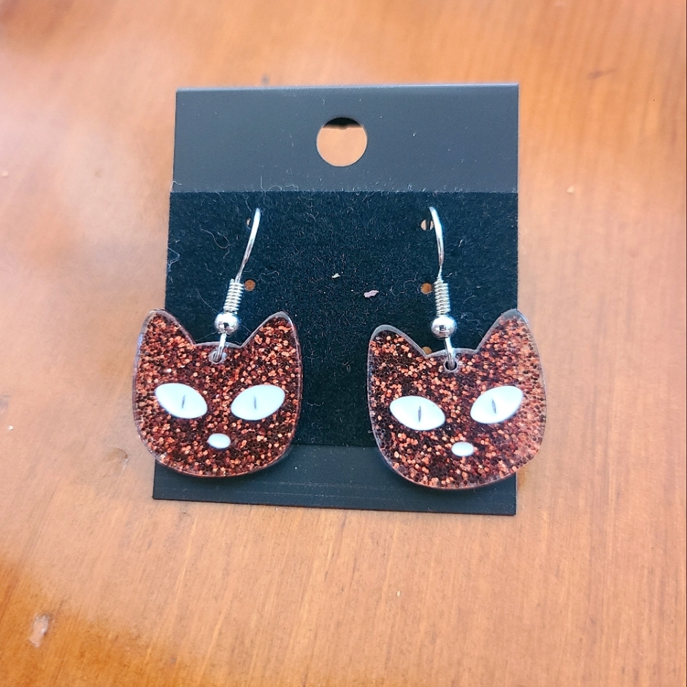 💜2 for 20$ Cat Shaped Brown Glitter Earrings
